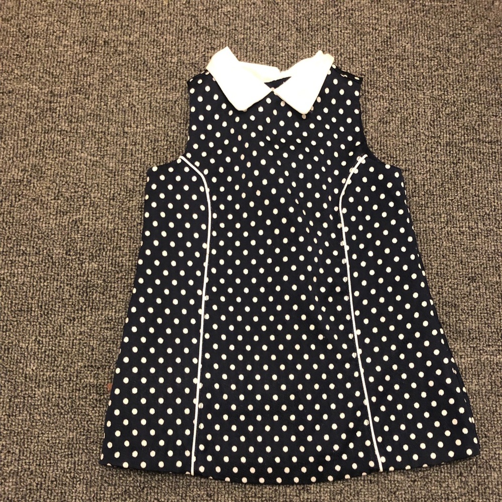 Blue and white polka dot dress